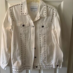 Women's white Studded Denim Jacket
